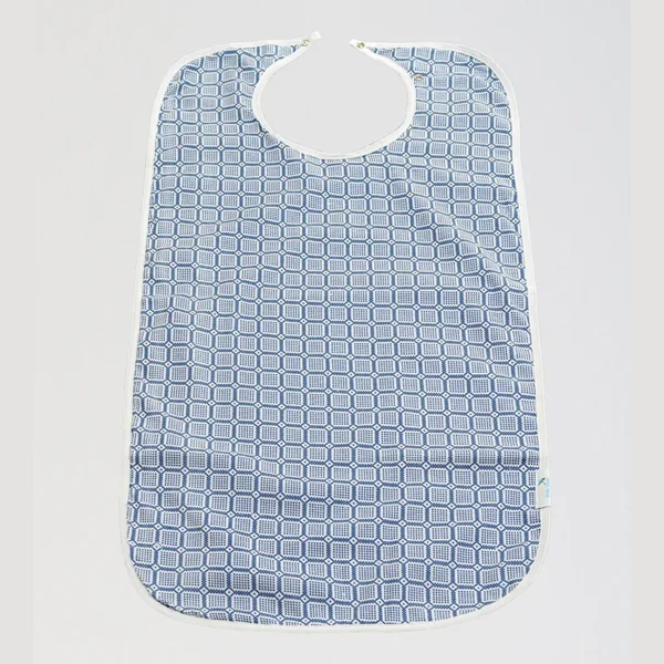 Brolly Adult Feeding Bib - Blue Squares