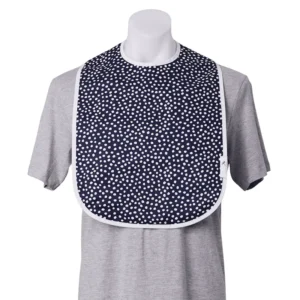 Brolly Small Adult Feeding Bib - Navy Dot