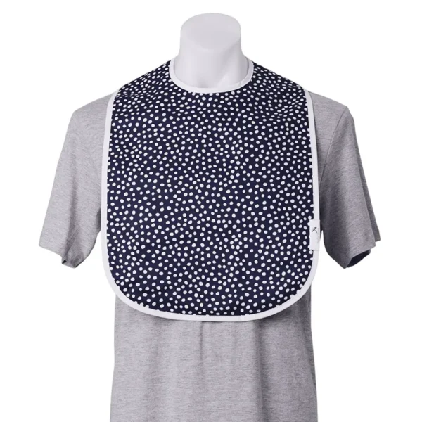 Brolly Small Adult Feeding Bib - Navy Dot