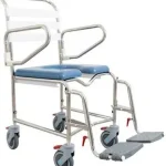 KCare Height Adjustable Attendant Propelled Shower Commode with Swing-Up Arms and Swingaway Footrest - 445mm Item No. : KA114S-HA