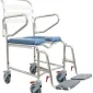 KCare Height Adjustable Attendant Propelled Shower Commode with Swing-Up Arms and Swingaway Footrest - 445mm Item No. : KA114S-HA