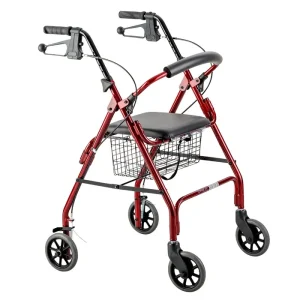 Days Seat Walker with Compression Brakes and Curved Backrest - Red