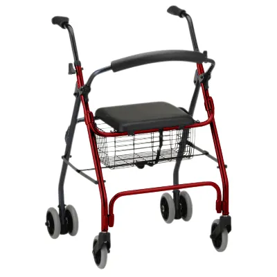 Days Seat Walker with Compression Brakes and Curved Backrest – Red