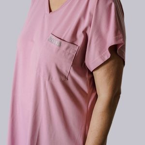 Sestra Womens Night Shirt - Open Back 3/4 Sleeve Round Neck - Pink - Image 1
