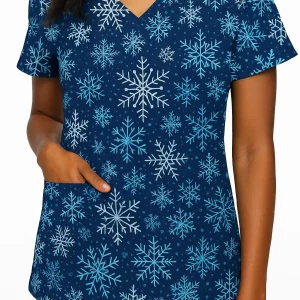 EliteCare Koi Basic Snow Flurries Scrub Top