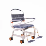 Showerbuddy Roll-InBuddy XL shower commode chair with adjustable height and locking castors