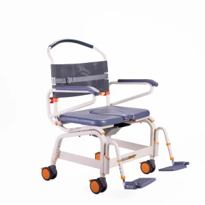 Showerbuddy Roll-InBuddy XL shower commode chair with adjustable height and locking castors