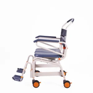 Showerbuddy Roll-InBuddy XL shower commode chair with adjustable height and locking castors