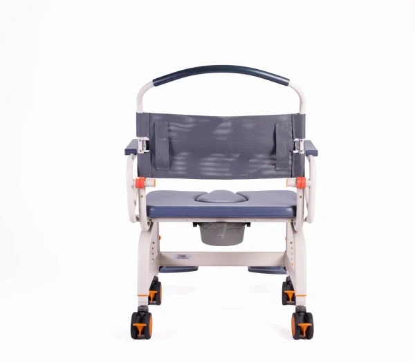 Showerbuddy Roll-InBuddy XL shower commode chair with adjustable height and locking castors
