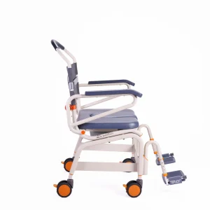 Showerbuddy Roll-InBuddy XL shower commode chair with adjustable height and locking castors