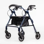 KCare deluxe seat walker 6 inch blue with padded seat and basket