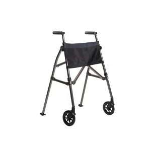 Quintro Wonder Walker Plus folding walker with front wheels and organiser pouch