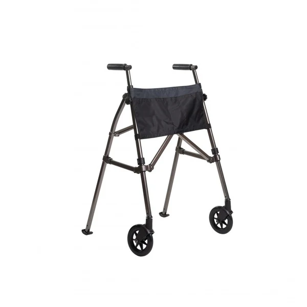 Quintro Wonder Walker Plus folding walker with front wheels and organiser pouch