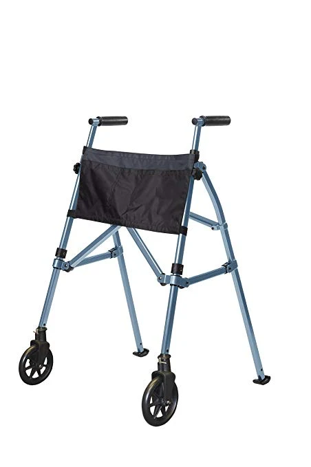Quintro Wonder Walker Plus folding walker with front wheels and organiser pouch