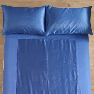 Wonder Plus Single Fitted Sheet 35cm depth in blue with satin mobility panel