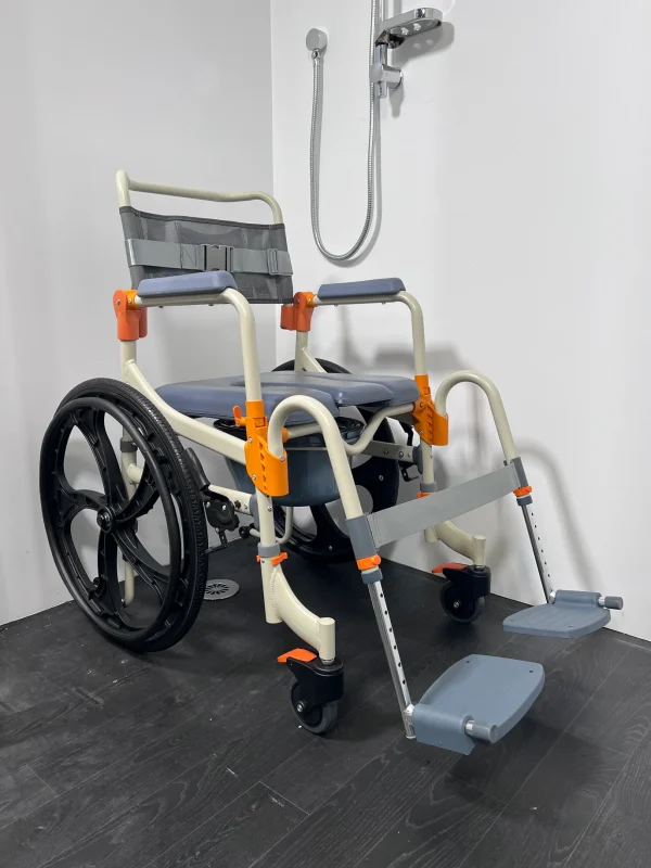 Showerbuddy Solo Traveller self-propelled foldable shower commode chair SB7W