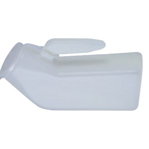 Male 1000ml white urinal bottle with handle and anti-spillage cover