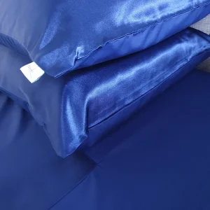 Wonder Plus Single Fitted Sheet 35cm depth in blue with satin mobility panel