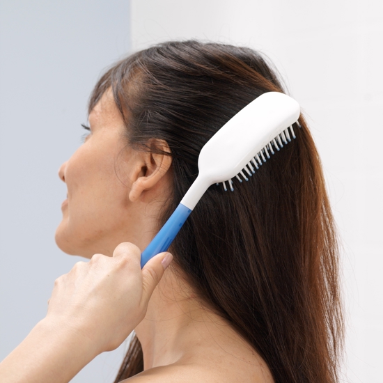 Etac Beauty Grooming Brush Long 370mm with curved handle and non-slip grip