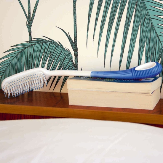 Etac Beauty Grooming Brush Long 370mm with curved handle and non-slip grip